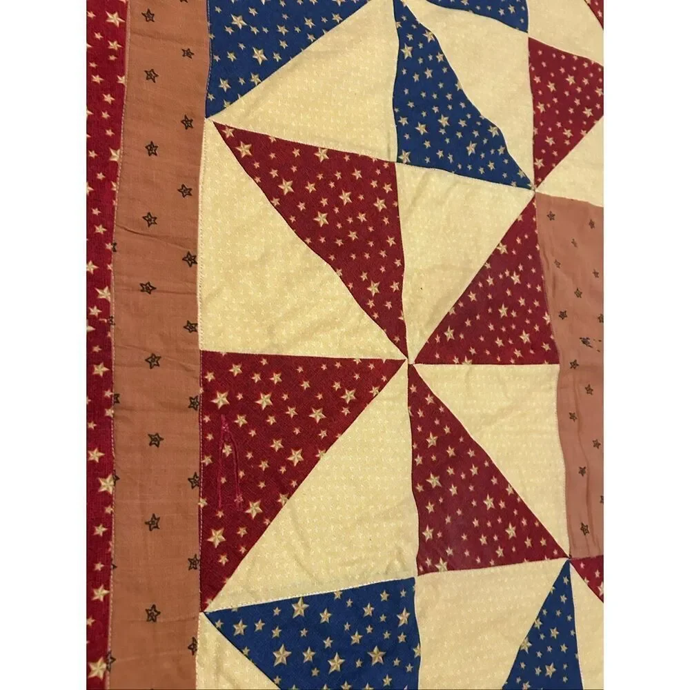 Handmade 48 x 48 Americana 250th USA Anniversary Nine Patch Lap Quilt